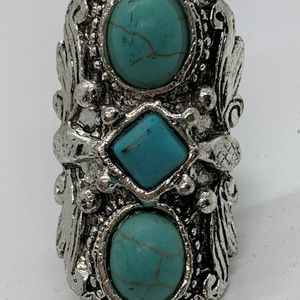 Adjustable Turquoise Antique Look Ring NEW